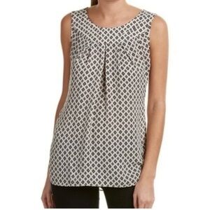 CAbi Cleo Sleeveless tunic Blouse 3272 geometric print, career wear large